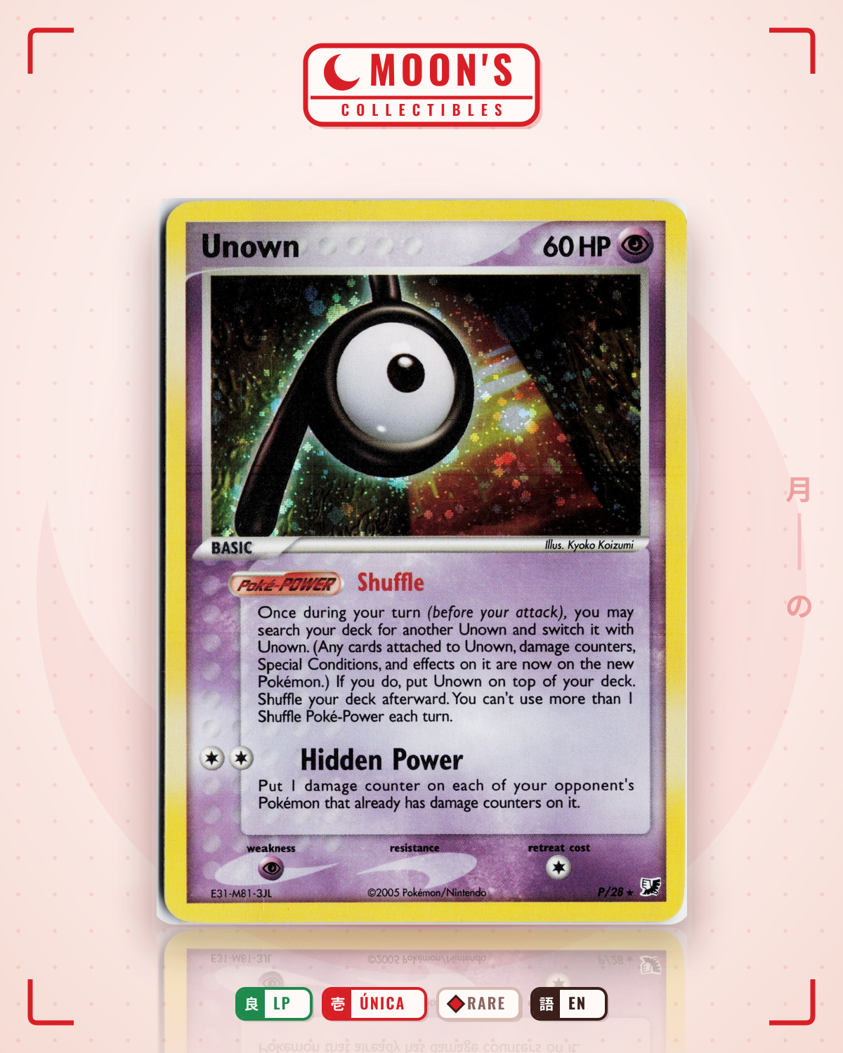 Carta Pokémon Unown · Unseen Forces #P/28 (LP) — pieza única en Moon's Collectibles México