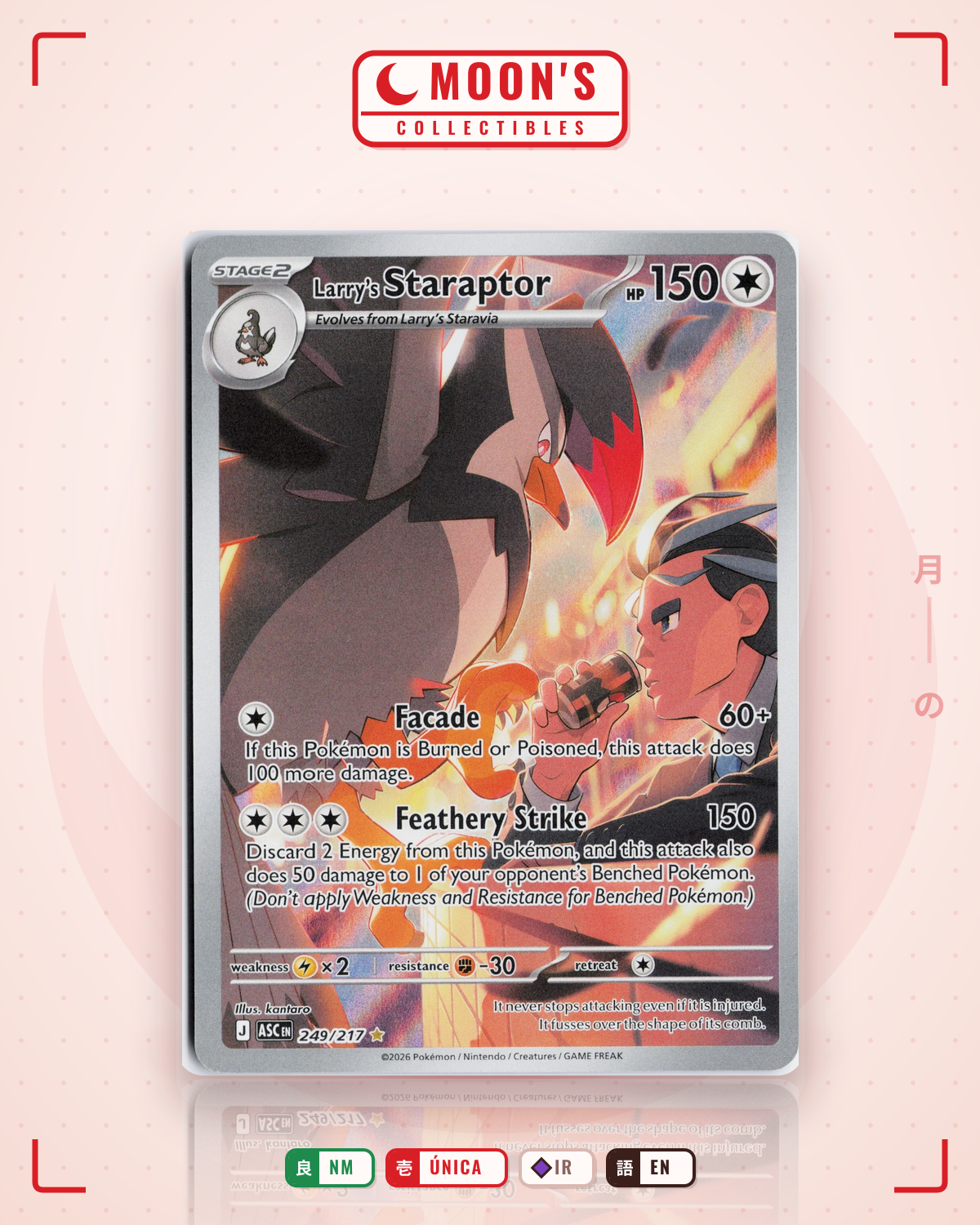Carta Pokémon Larry's Staraptor · Ascended Heroes #249/217 (NM) — pieza única en Moon's Collectibles México