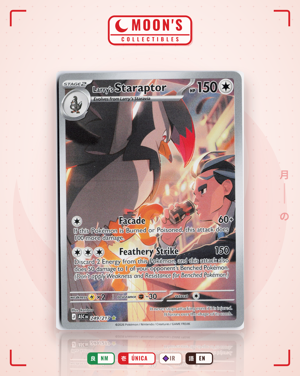 Carta Pokémon Larry's Staraptor · Ascended Heroes #249/217 (NM) — pieza única en Moon's Collectibles México
