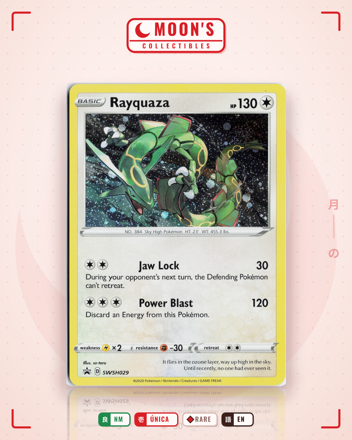 Carta Pokémon Rayquaza · SWSH Black Star Promos #SWSH029 (NM) — pieza única en Moon's Collectibles México