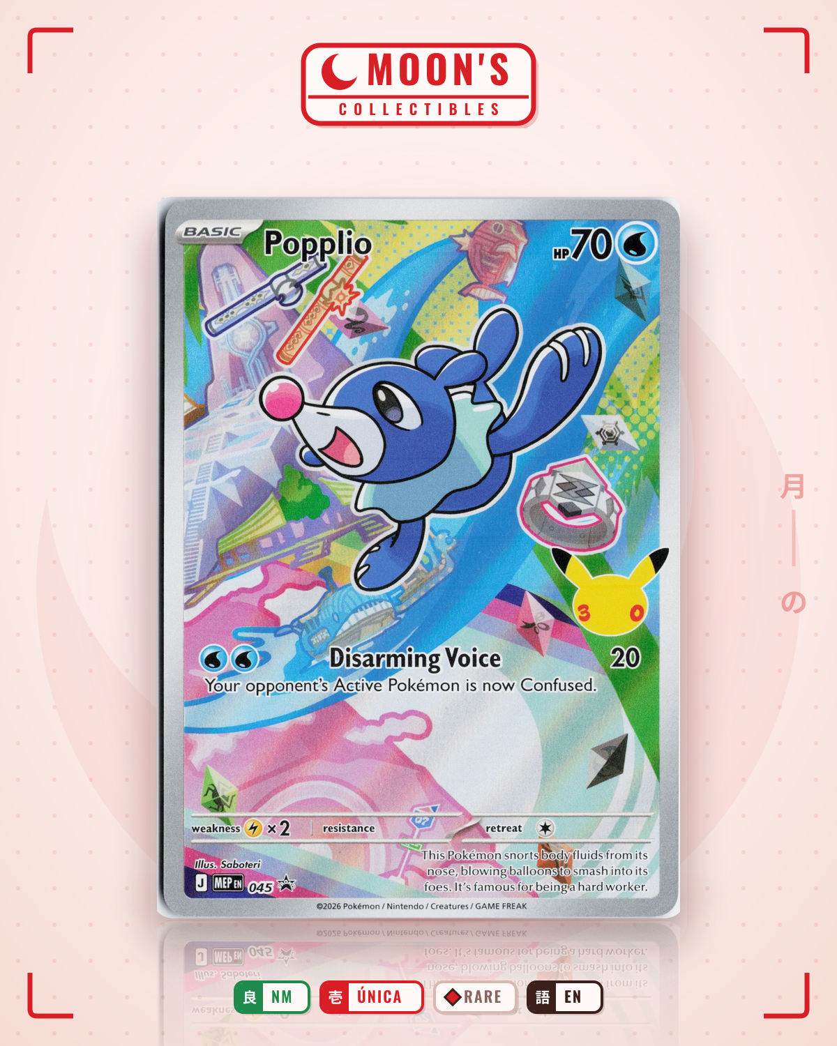 Carta Pokémon Popplio · Mega Evolution Black Star Promos #045 (NM) — pieza única en Moon's Collectibles México