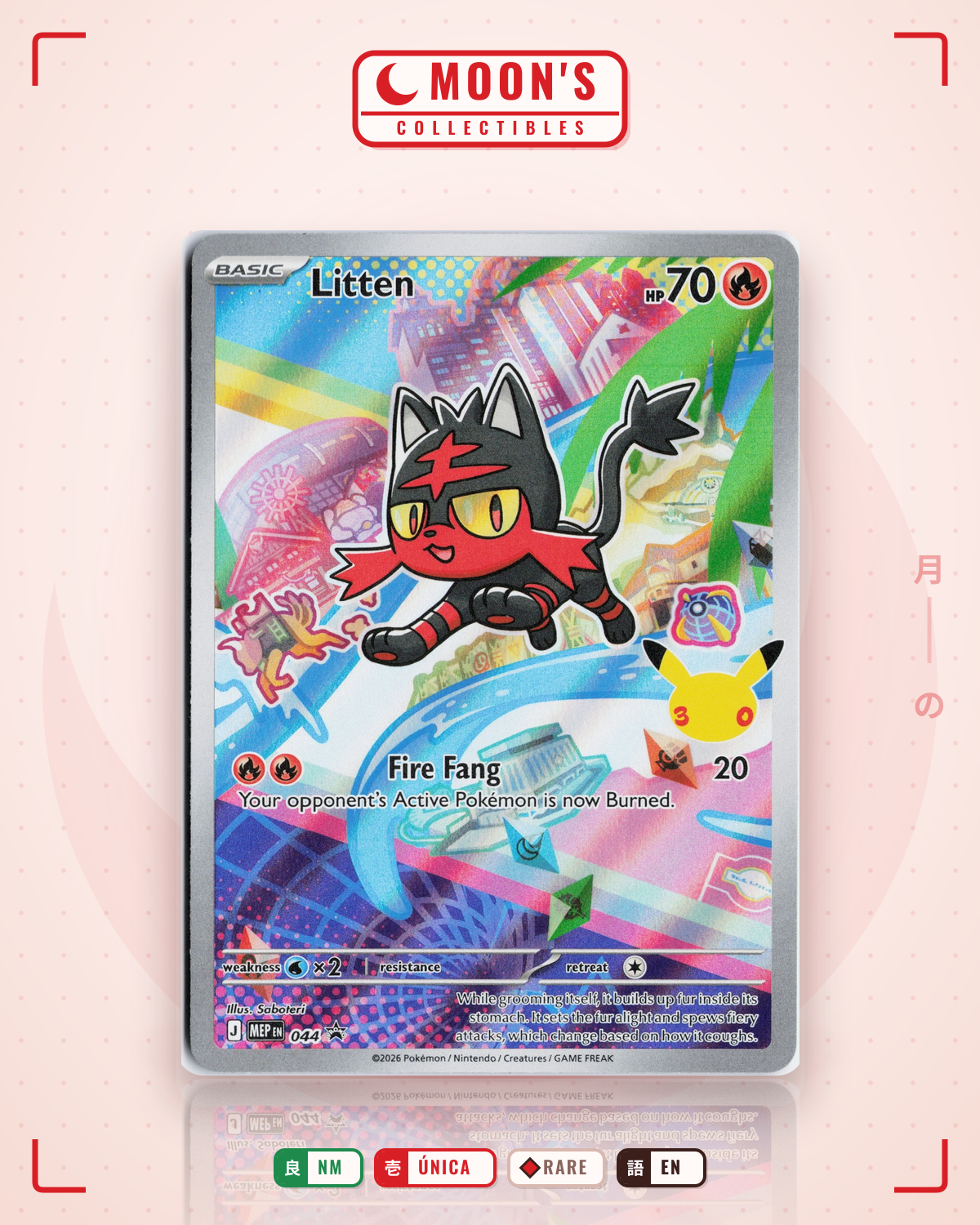 Carta Pokémon Litten · Mega Evolution Black Star Promos #044 (NM) — pieza única en Moon's Collectibles México