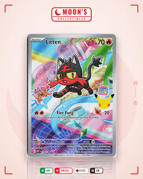 Carta Pokémon Litten · Mega Evolution Black Star Promos #044 (NM) — pieza única en Moon's Collectibles México