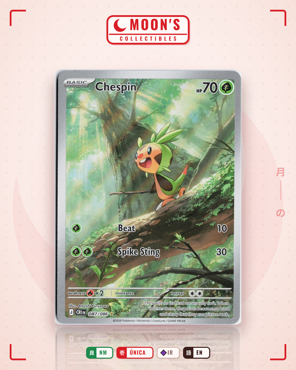 Carta Pokémon Chespin · Chaos Rising #087/086 (NM) — pieza única en Moon's Collectibles México