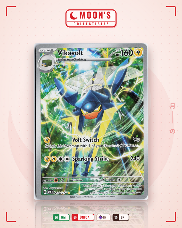 Carta Pokémon Vikavolt · Ascended Heroes #230/217 (NM) — pieza única en Moon's Collectibles México
