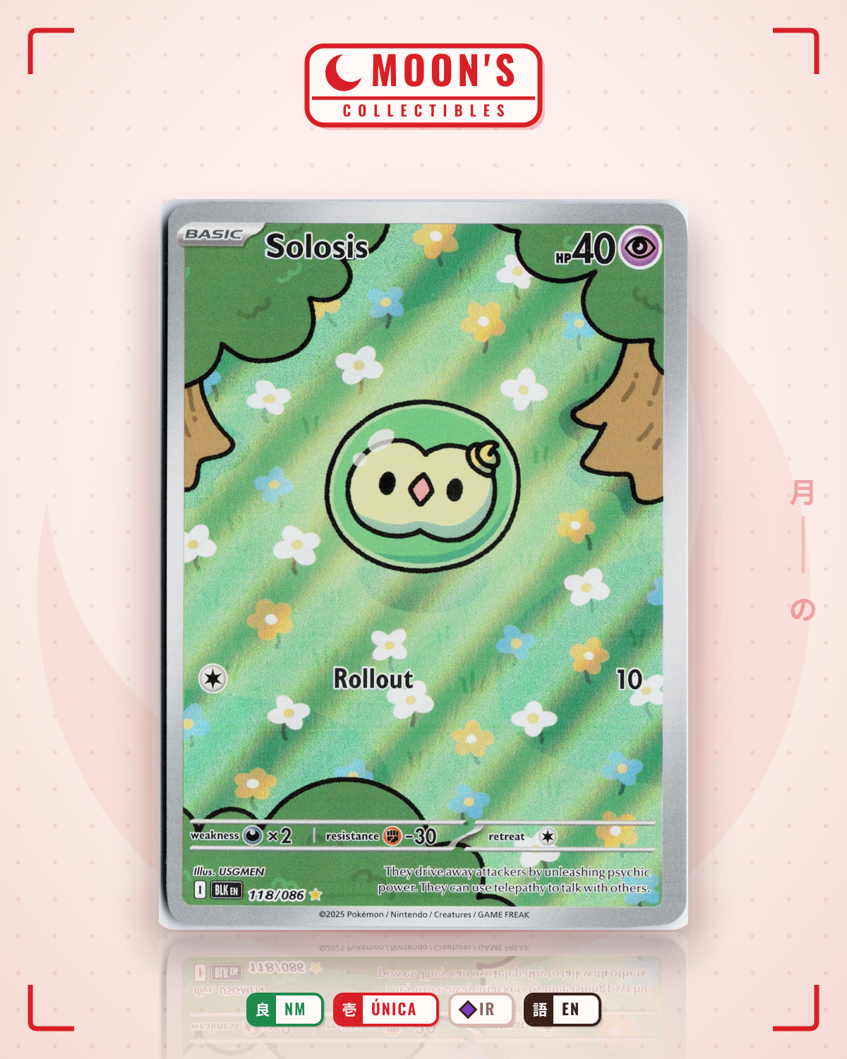 Carta Pokémon Solosis · Black Bolt #118/086 (NM) — pieza única en Moon's Collectibles México
