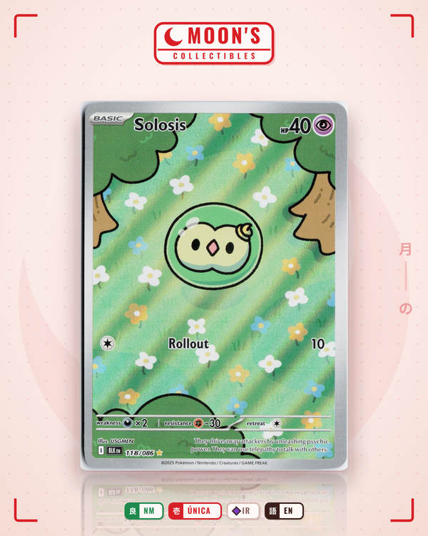 Carta Pokémon Solosis · Black Bolt #118/086 (NM) — pieza única en Moon's Collectibles México