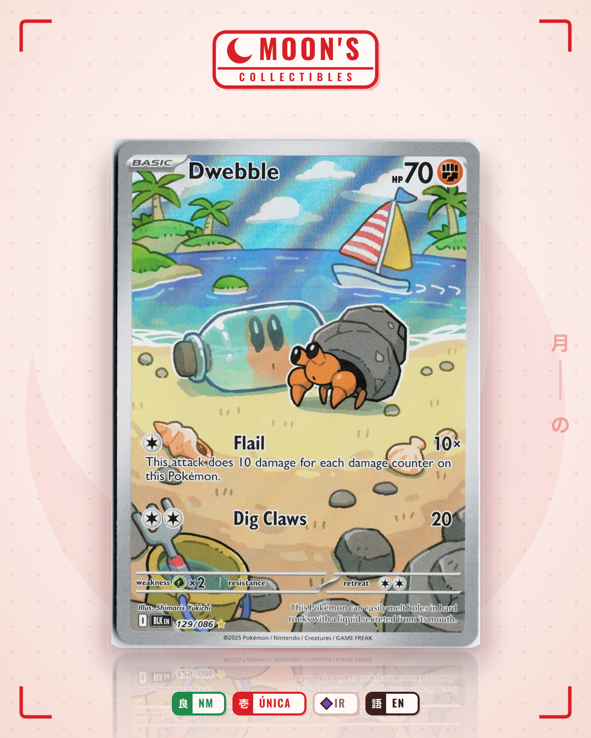 Carta Pokémon Dwebble · Black Bolt #129/086 (NM) — pieza única en Moon's Collectibles México