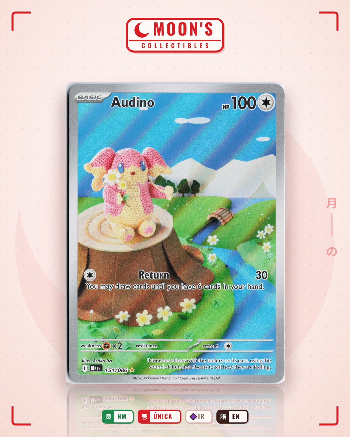 Carta Pokémon Audino · Black Bolt #151/086 (NM) — pieza única en Moon's Collectibles México