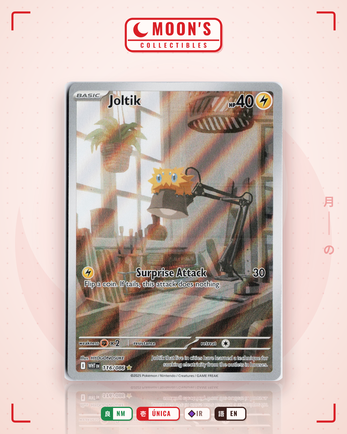 Carta Pokémon Joltik · White Flare #116/086 (NM) — pieza única en Moon's Collectibles México