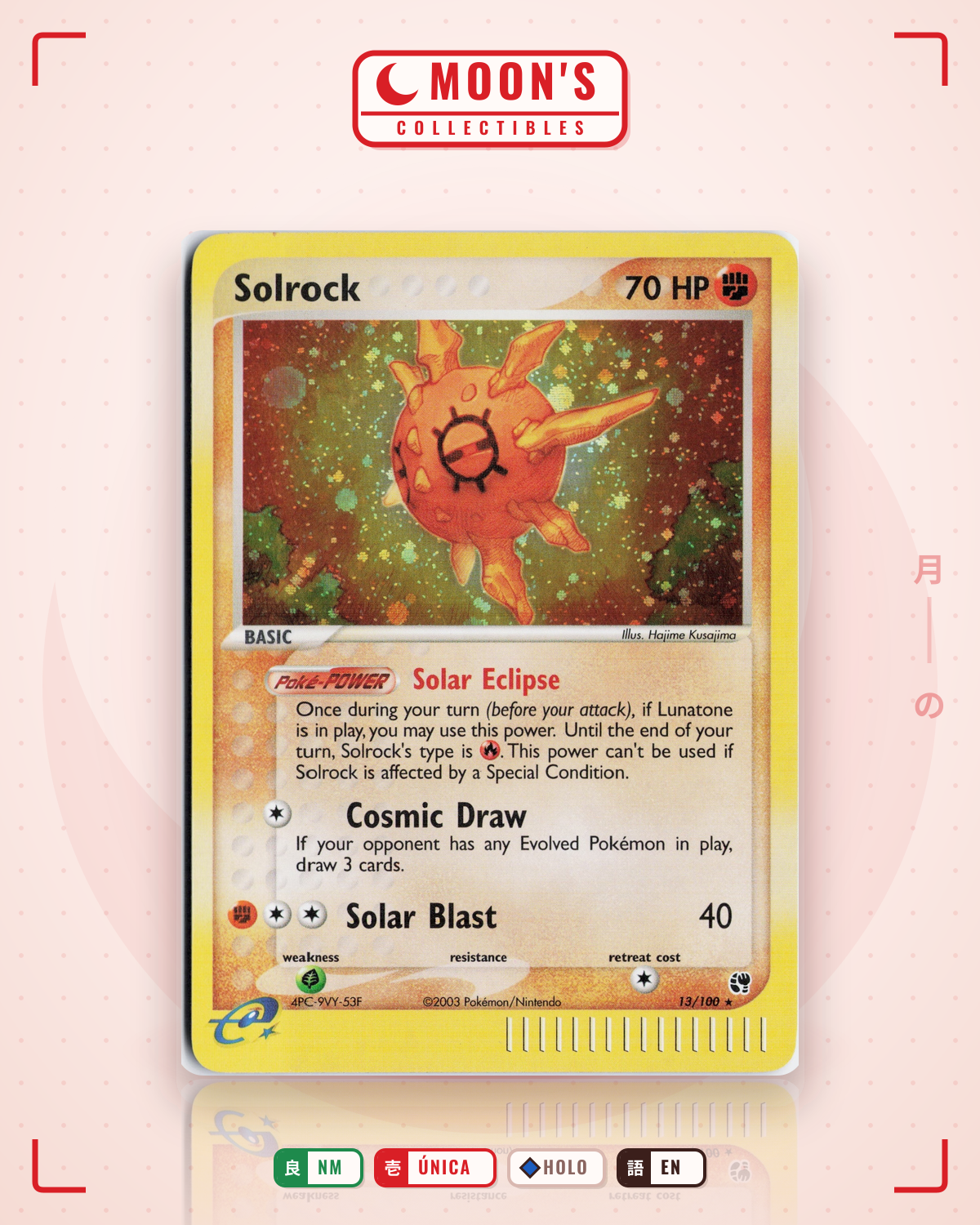 Carta Pokémon Solrock · Sandstorm #13/100 (NM) — pieza única en Moon's Collectibles México