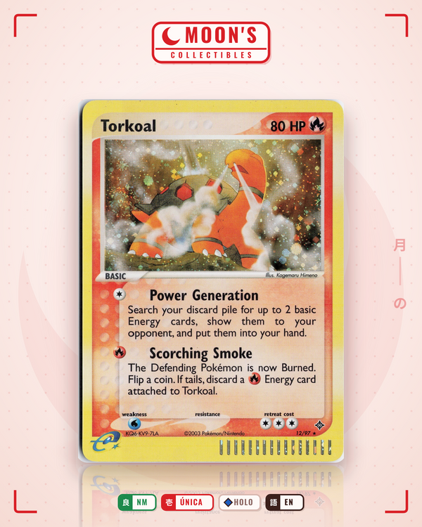 Carta Pokémon Torkoal · Dragon #12/97 (NM) — pieza única en Moon's Collectibles México