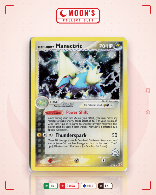 Carta Pokémon Team Aqua's Manectric · Team Magma vs Team Aqua #4/95 (NM) — pieza única en Moon's Collectibles México