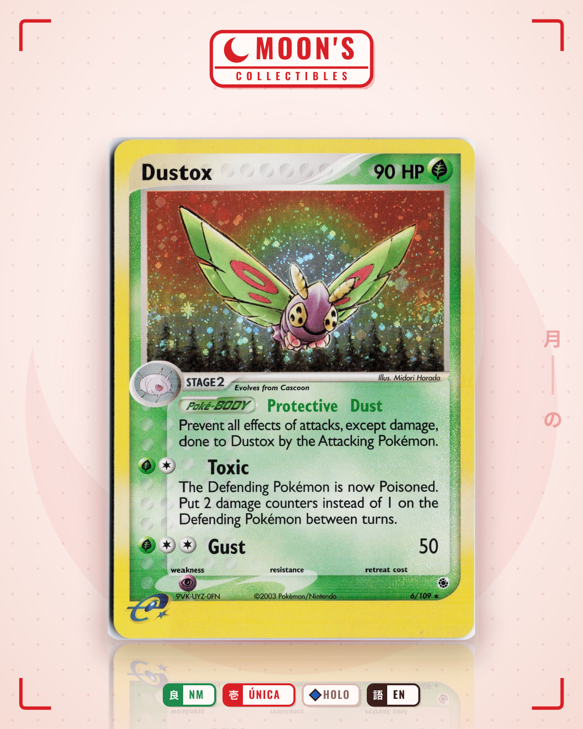 Carta Pokémon Dustox · Ruby & Sapphire #6/109 (NM) — pieza única en Moon's Collectibles México