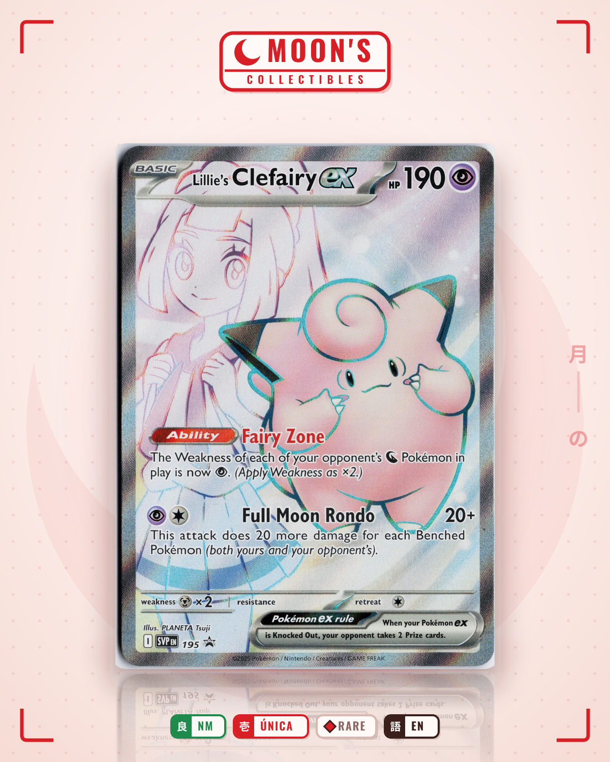 Carta Pokémon Lillie's Clefairy ex · Scarlet & Violet Black Star Promos #195 (NM) — pieza única en Moon's Collectibles México