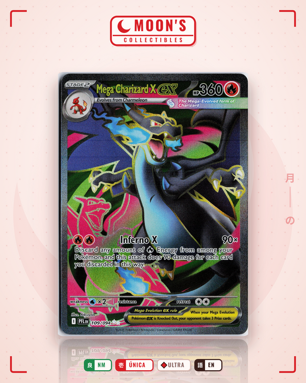 Carta Pokémon Mega Charizard X ex · Phantasmal Flames #109/094 (NM) — pieza única en Moon's Collectibles México
