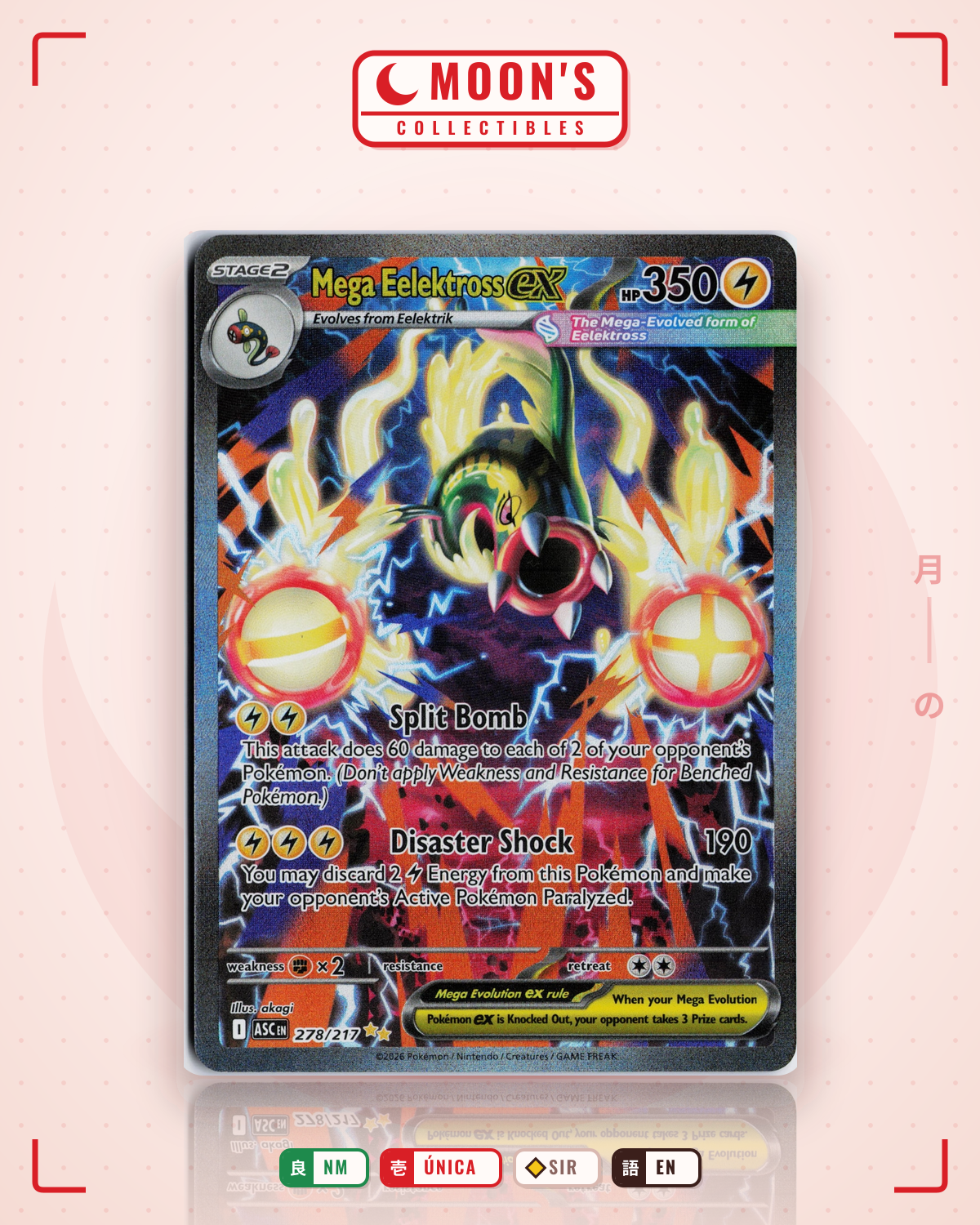 Carta Pokémon Mega Eelektross ex · Ascended Heroes #278/217 (NM) — pieza única en Moon's Collectibles México