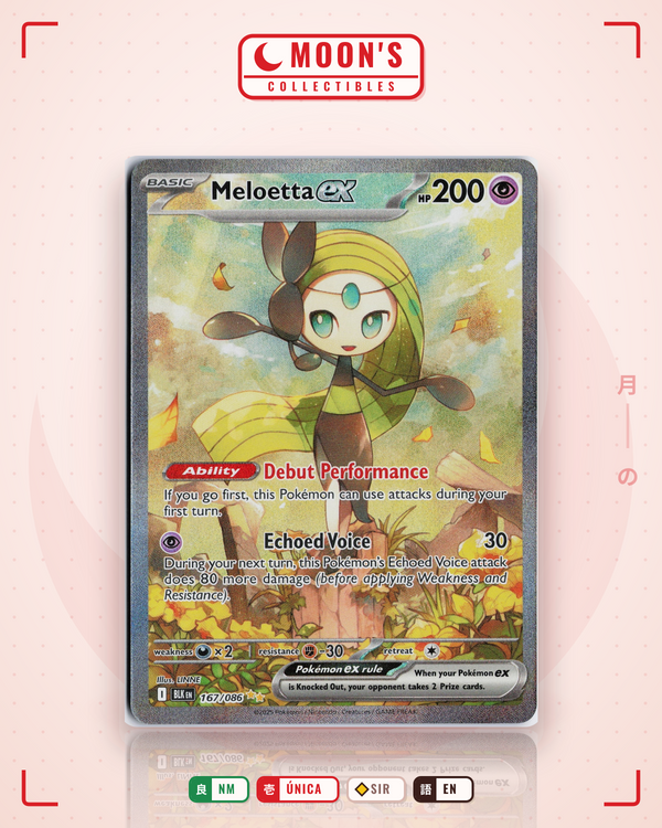Carta Pokémon Meloetta ex · Black Bolt #167/086 (NM) — pieza única en Moon's Collectibles México