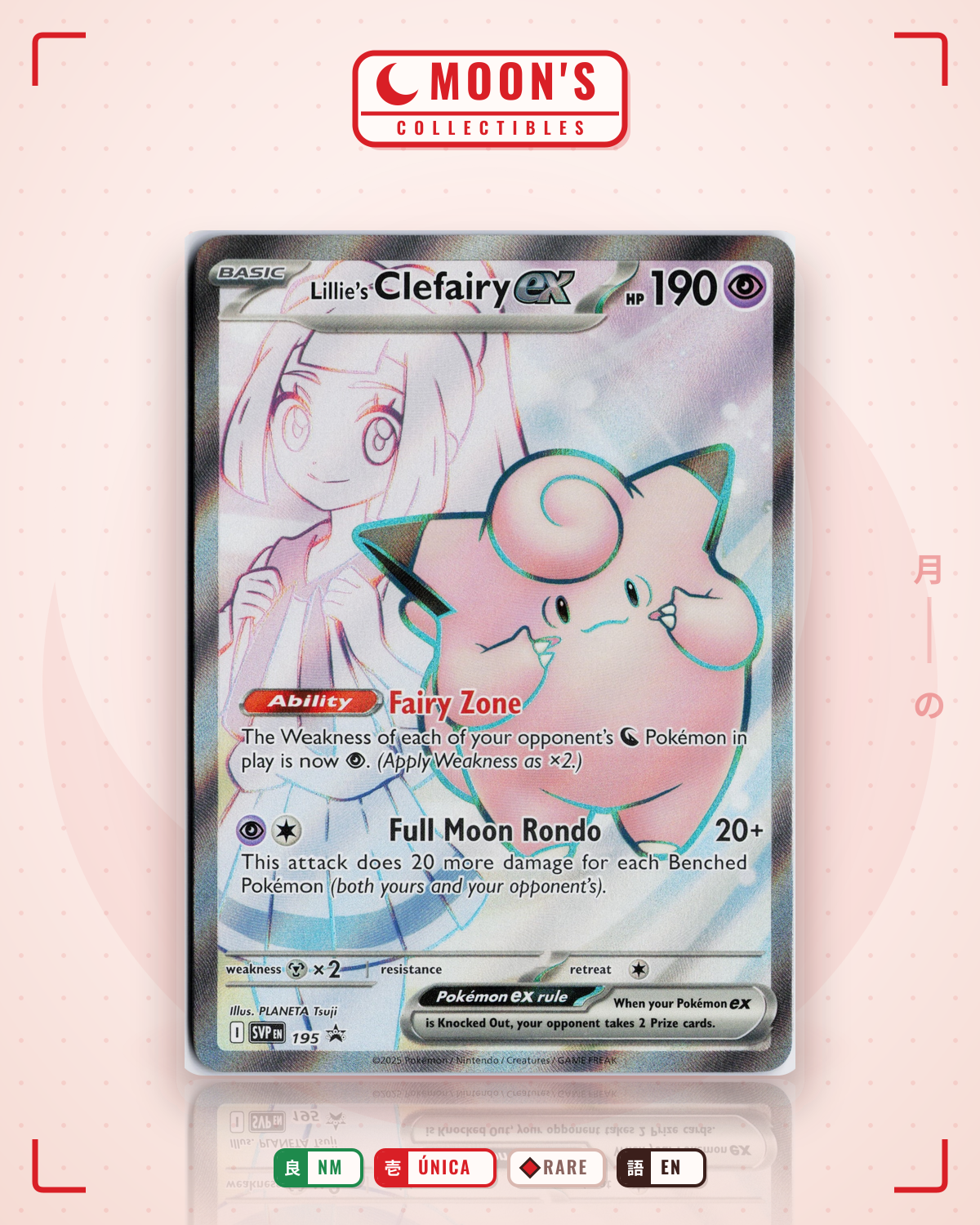 Carta Pokémon Lillie's Clefairy ex · Scarlet & Violet Black Star Promos #195 (NM) — pieza única en Moon's Collectibles México