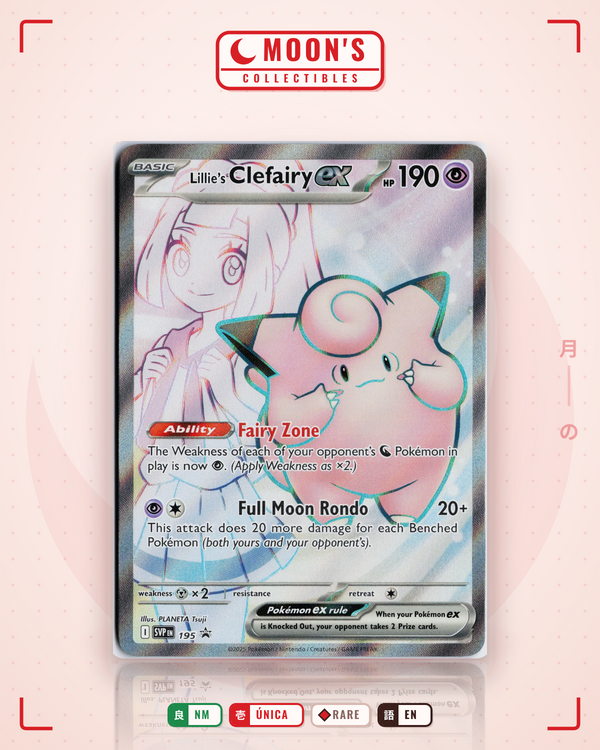 Carta Pokémon Lillie's Clefairy ex · Scarlet & Violet Black Star Promos #195 (NM) — pieza única en Moon's Collectibles México