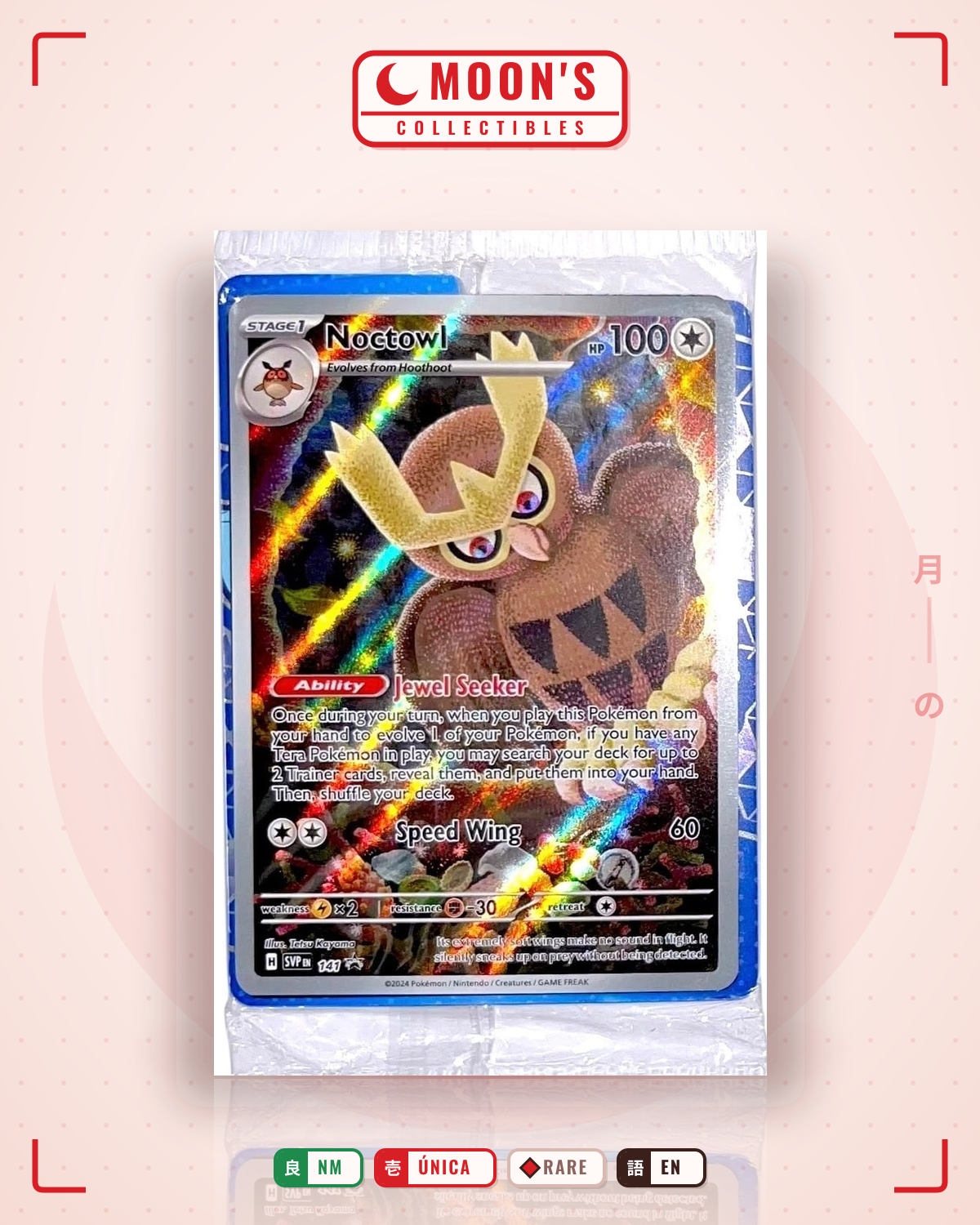 Carta Pokémon Noctowl · Scarlet & Violet Black Star Promos #141 (NM) — pieza única en Moon's Collectibles México