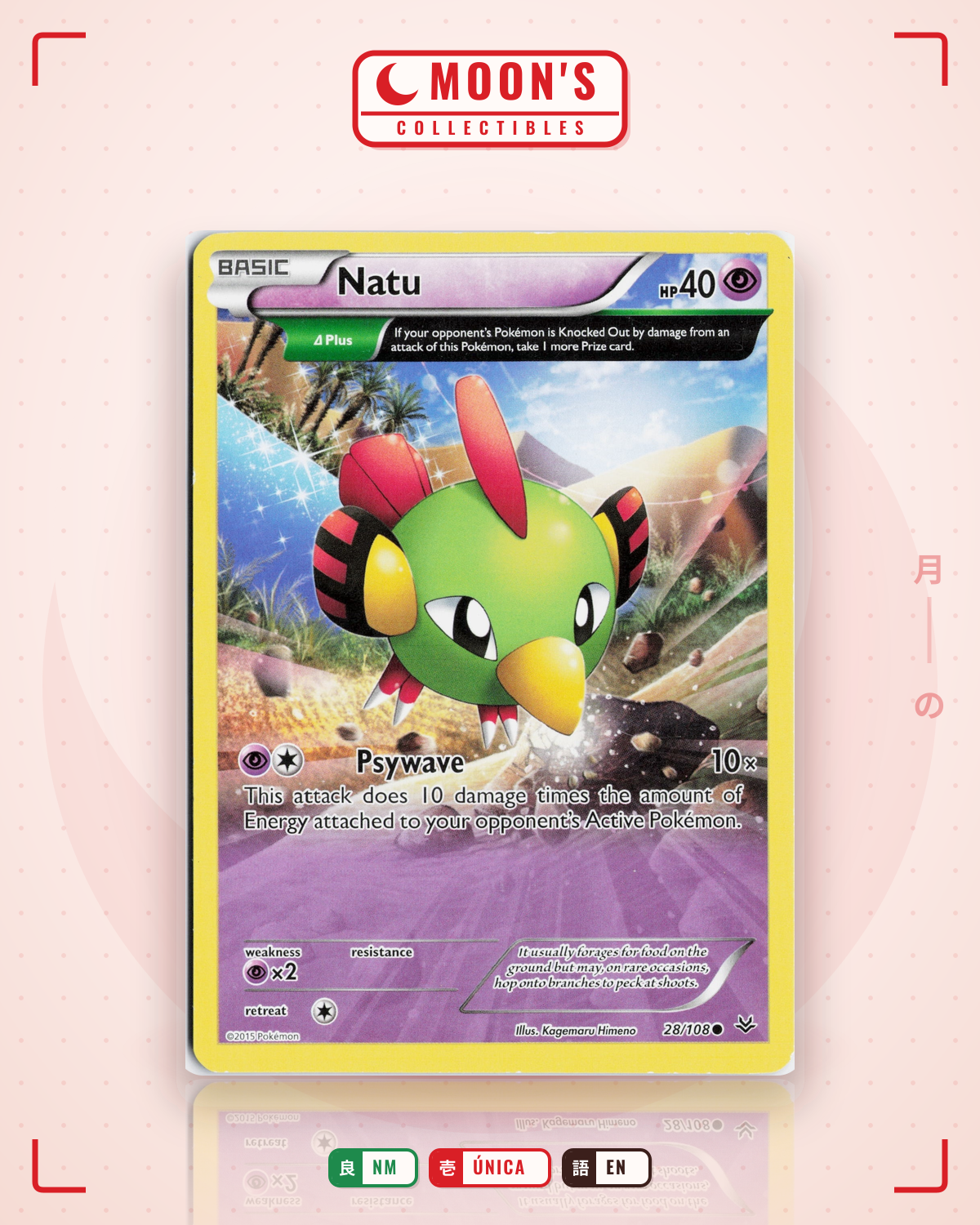 Carta Pokémon Natu · Roaring Skies #28/108 (NM) — pieza única en Moon's Collectibles México