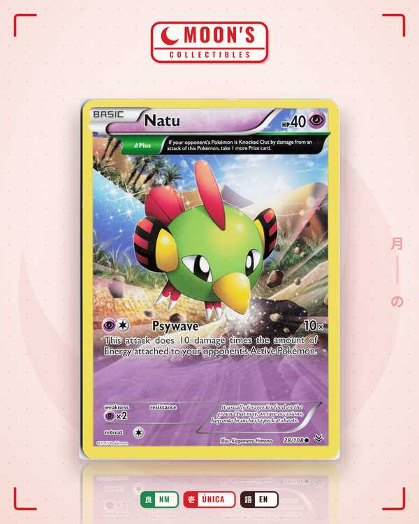 Carta Pokémon Natu · Roaring Skies #28/108 (NM) — pieza única en Moon's Collectibles México