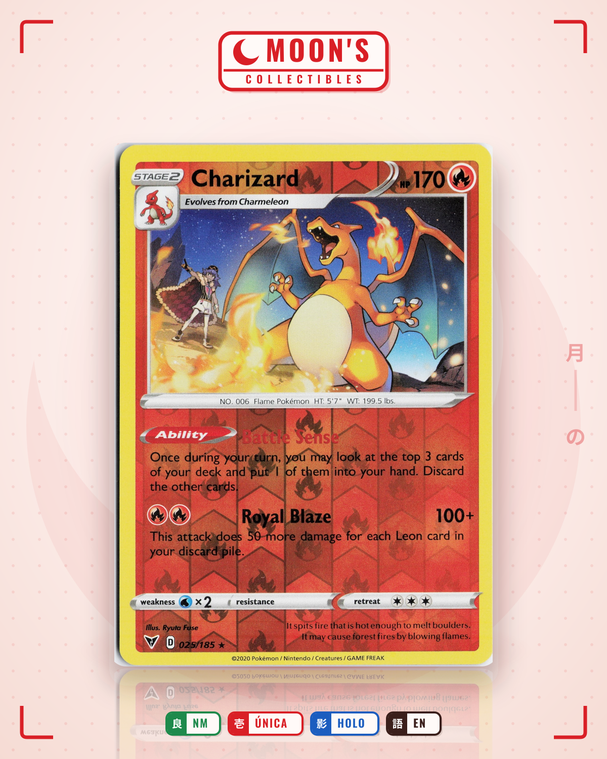 Carta Pokémon Charizard · Vivid Voltage #025/185 (NM) — pieza única en Moon's Collectibles México