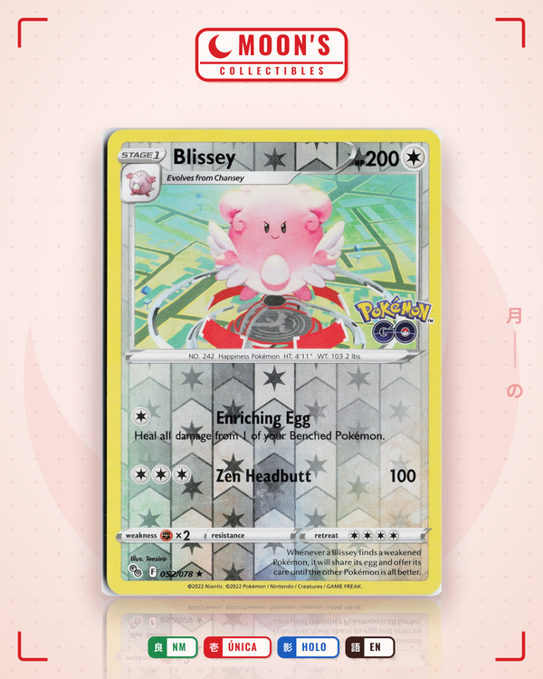 Carta Pokémon Blissey · Pokémon GO #052/078 (NM) — pieza única en Moon's Collectibles México