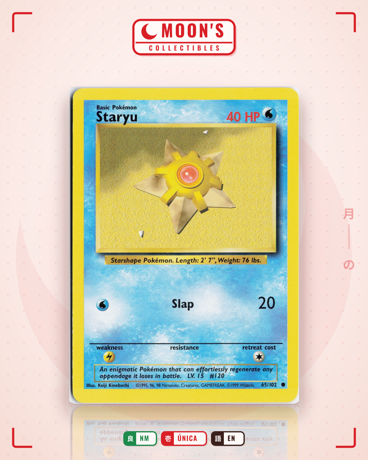 Carta Pokémon Staryu · Base #65/102 (NM) — pieza única en Moon's Collectibles México