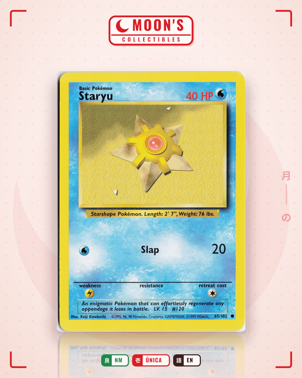 Carta Pokémon Staryu · Base #65/102 (NM) — pieza única en Moon's Collectibles México