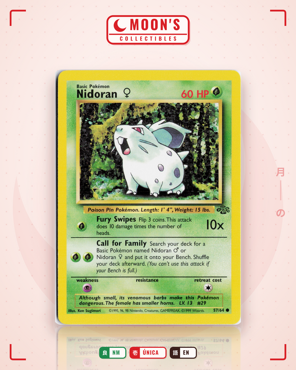 Carta Pokémon Nidoran ♀ · Jungle #57/64 (NM) — pieza única en Moon's Collectibles México