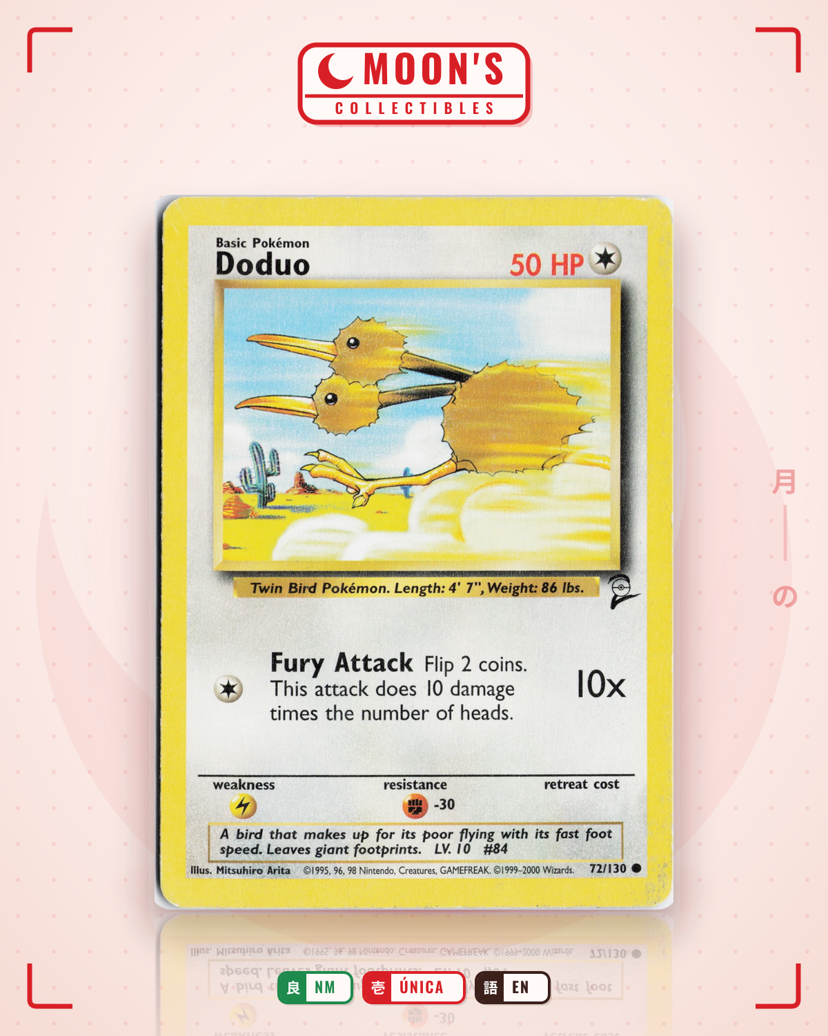 Carta Pokémon Doduo · Base Set 2 #72/130 (NM) — pieza única en Moon's Collectibles México