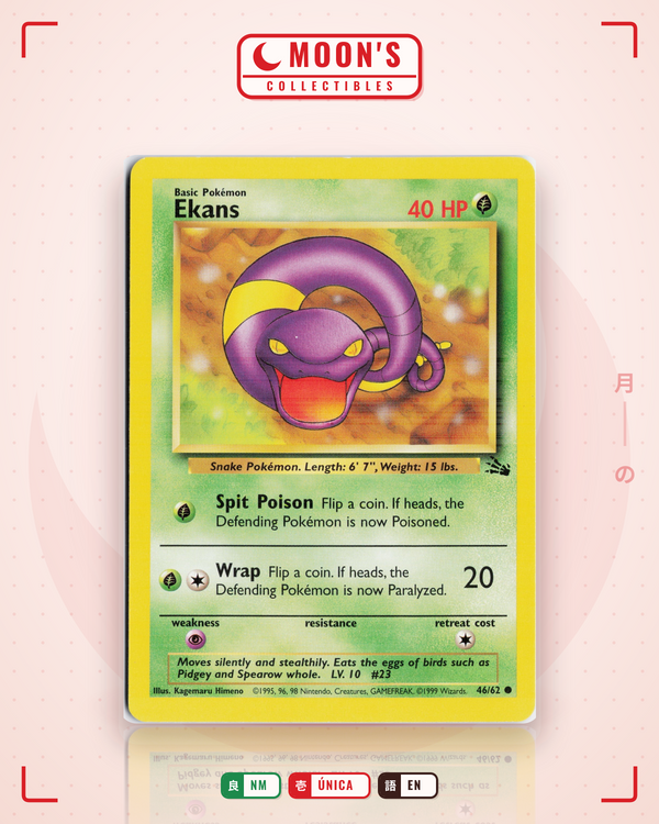 Carta Pokémon Ekans · Fossil #46/62 (NM) — pieza única en Moon's Collectibles México