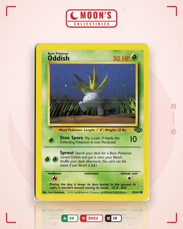 Carta Pokémon Oddish · Jungle #58/64 (NM) — pieza única en Moon's Collectibles México