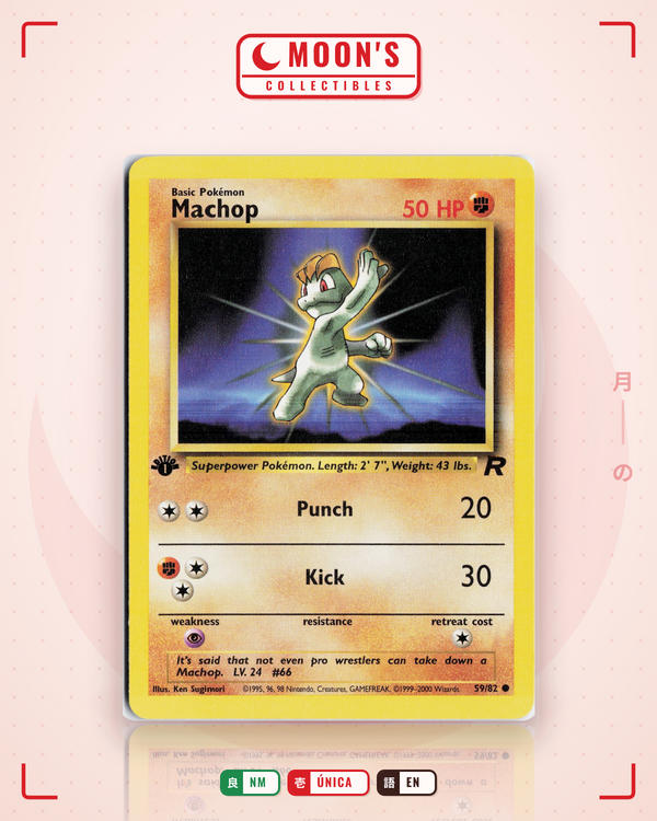 Carta Pokémon Machop · Team Rocket #59/82 (NM) — pieza única en Moon's Collectibles México