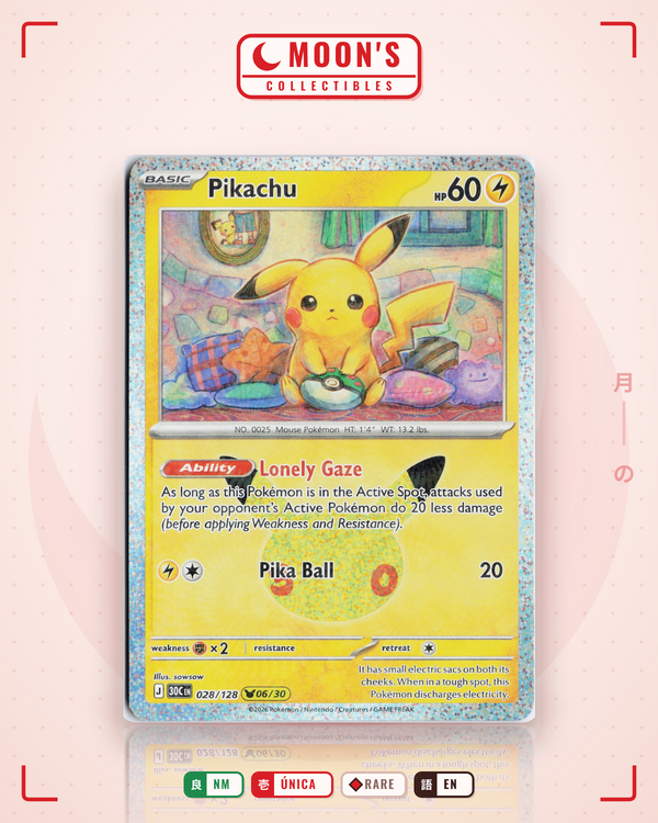 Carta Pokémon Pikachu · 30th Celebration #028/128 (NM) — pieza única en Moon's Collectibles México