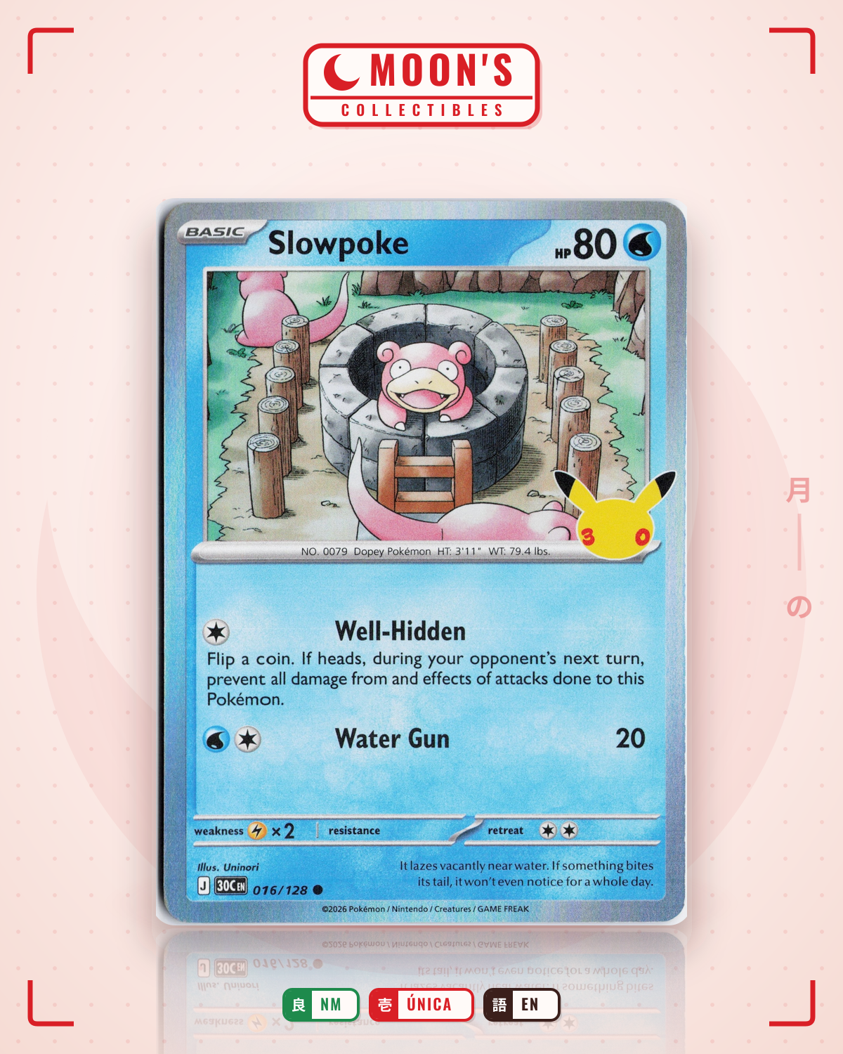 Carta Pokémon Slowpoke · 30th Celebration #016/128 (NM) — pieza única en Moon's Collectibles México