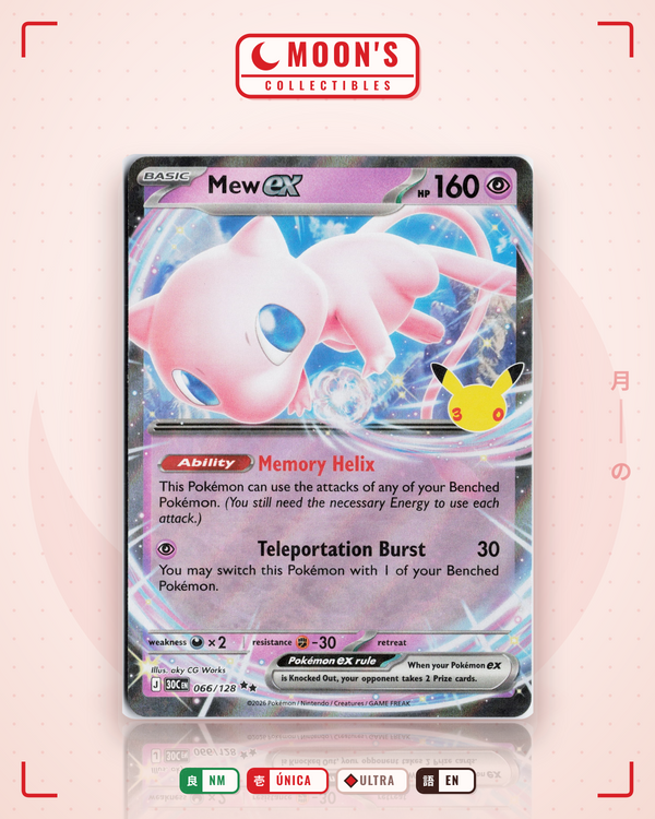 Carta Pokémon Mew ex · 30th Celebration #066/128 (NM) — pieza única en Moon's Collectibles México