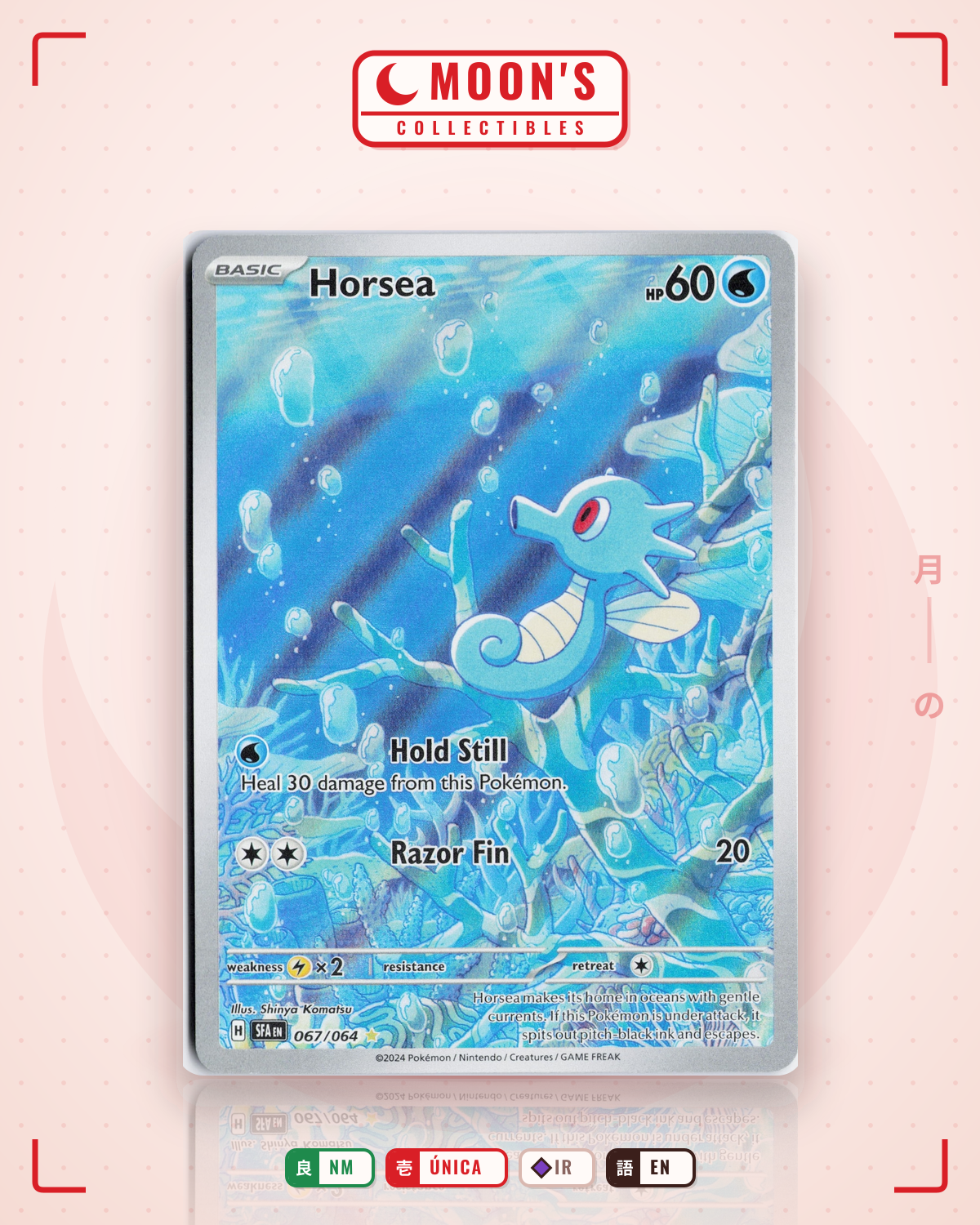 Carta Pokémon Horsea · Shrouded Fable #067/064 (NM) — pieza única en Moon's Collectibles México