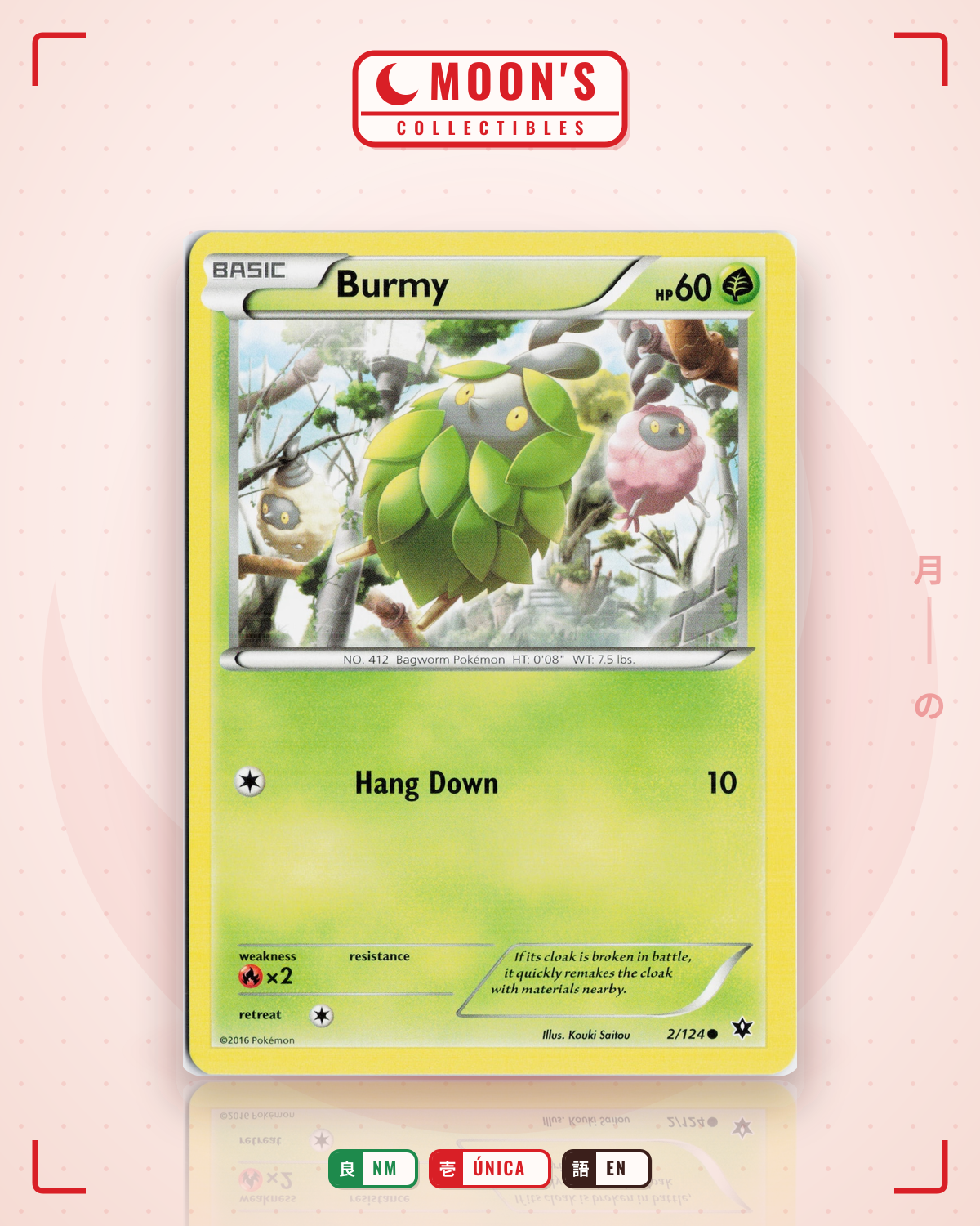 Carta Pokémon Burmy · Fates Collide #2/124 (NM) — pieza única en Moon's Collectibles México