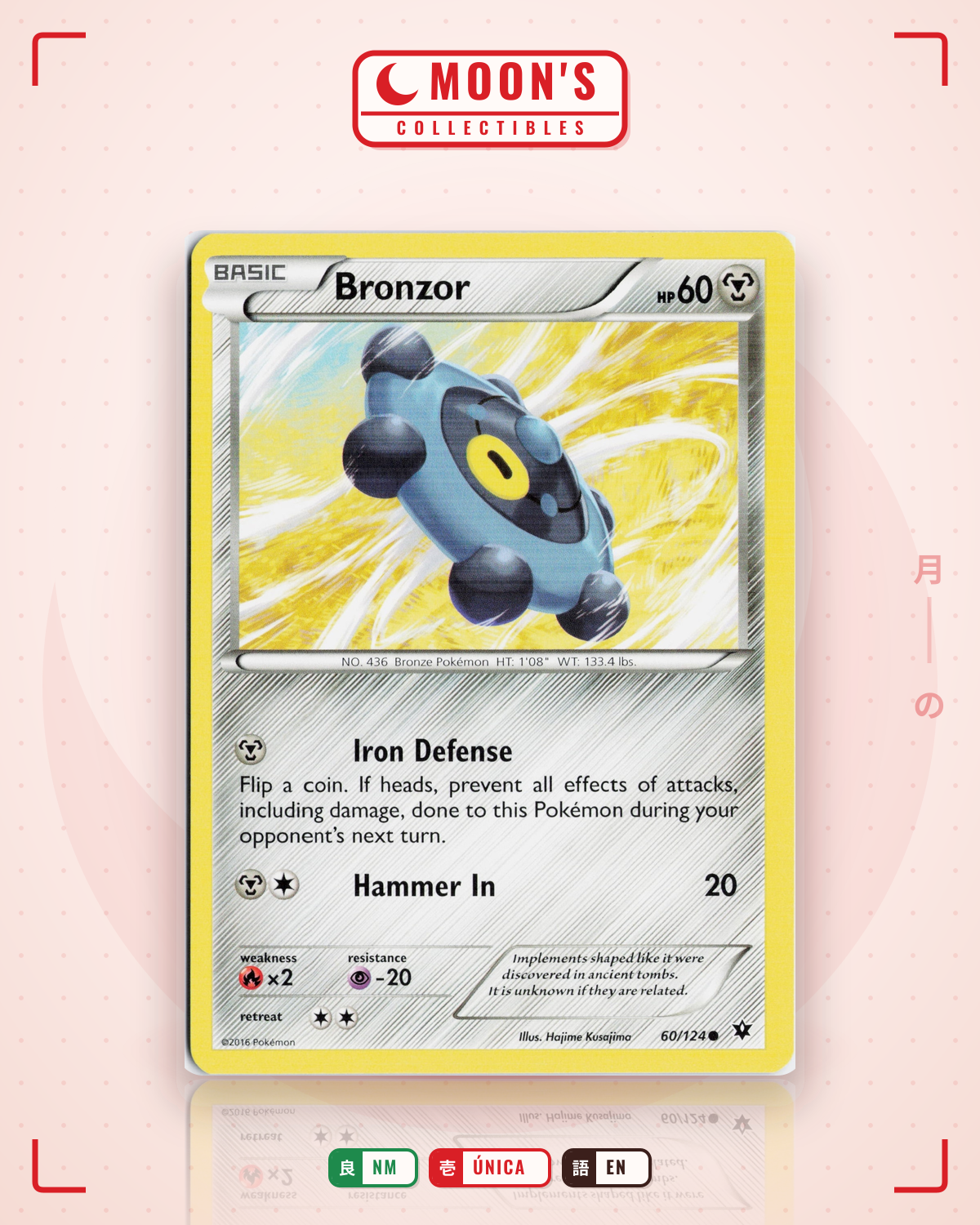 Carta Pokémon Bronzor · Fates Collide #60/124 (NM) — pieza única en Moon's Collectibles México