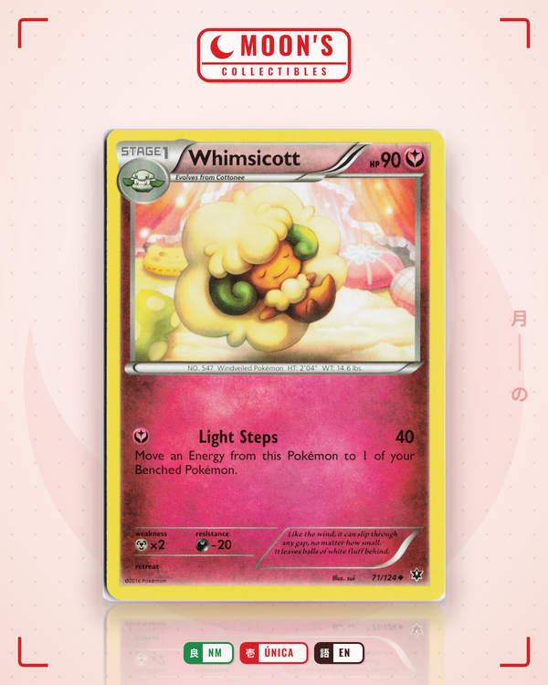 Carta Pokémon Whimsicott · Fates Collide #71/124 (NM) — pieza única en Moon's Collectibles México