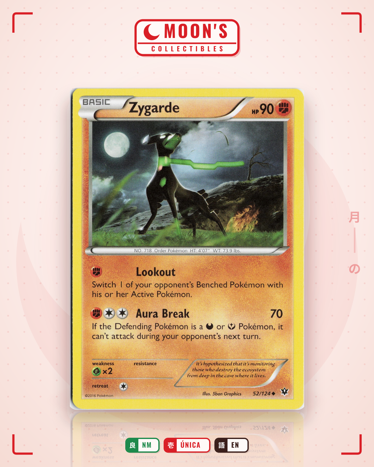Carta Pokémon Zygarde · Fates Collide #52/124 (NM) — pieza única en Moon's Collectibles México