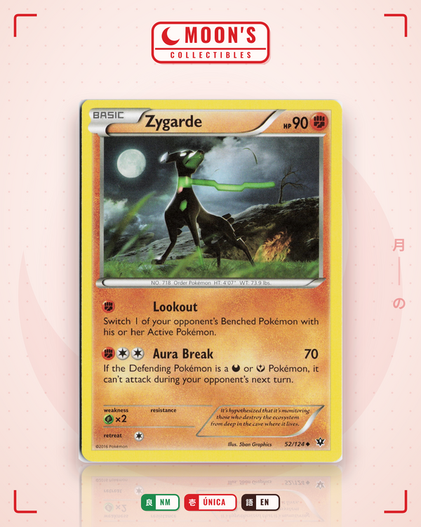 Carta Pokémon Zygarde · Fates Collide #52/124 (NM) — pieza única en Moon's Collectibles México