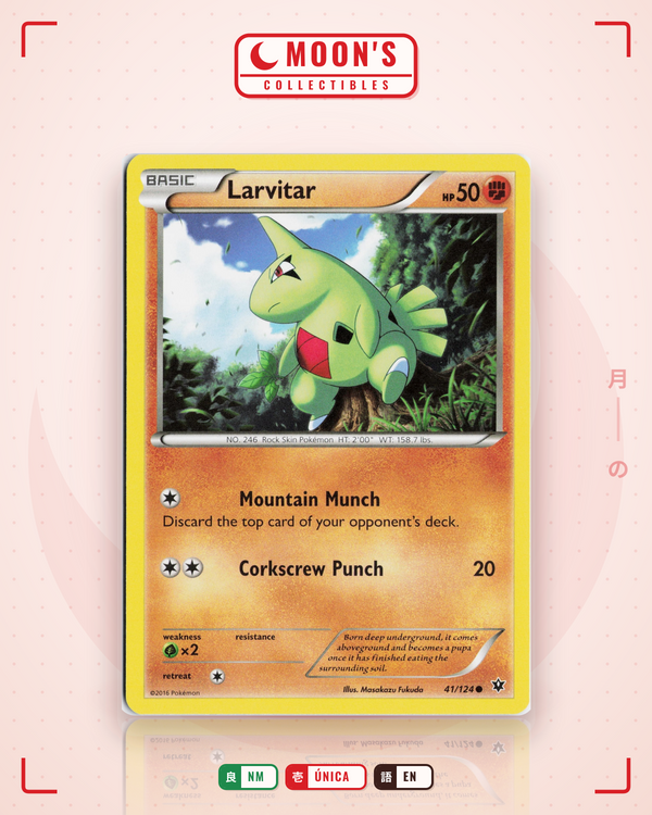 Carta Pokémon Larvitar · Fates Collide #41/124 (NM) — pieza única en Moon's Collectibles México