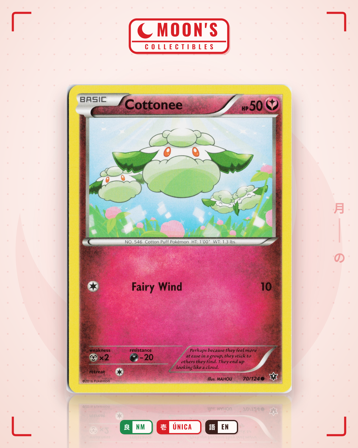 Carta Pokémon Cottonee · Fates Collide #70/124 (NM) — pieza única en Moon's Collectibles México