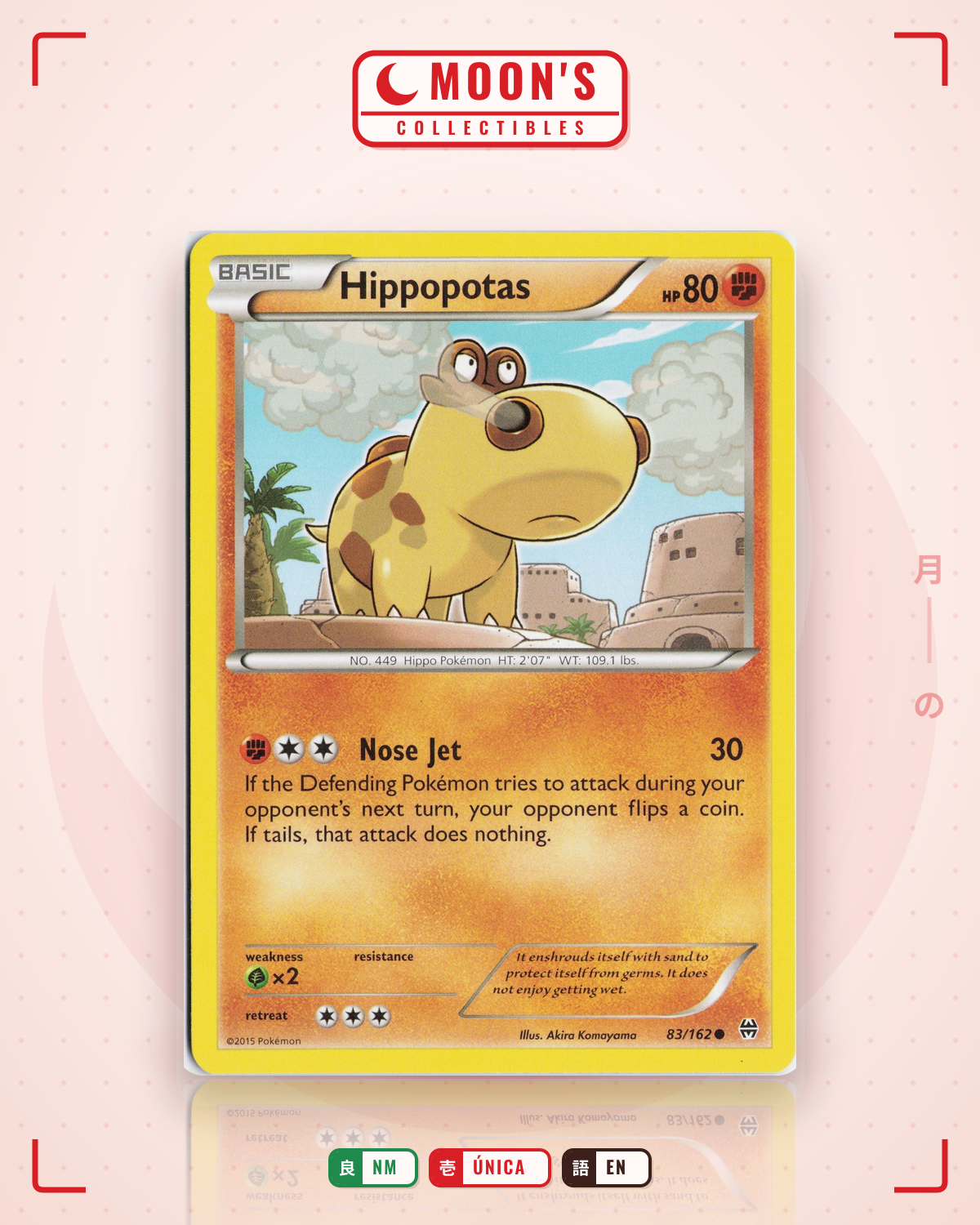 Carta Pokémon Hippopotas · BREAKthrough #83/162 (NM) — pieza única en Moon's Collectibles México