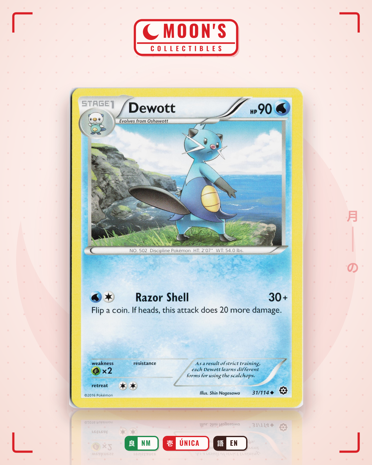 Carta Pokémon Dewott · Steam Siege #31/114 (NM) — pieza única en Moon's Collectibles México