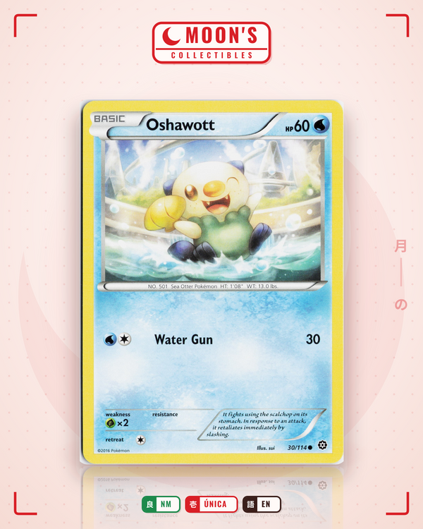 Carta Pokémon Oshawott · Steam Siege #30/114 (NM) — pieza única en Moon's Collectibles México